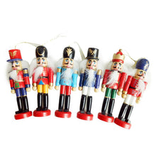 Afbeelding in Gallery-weergave laden, 6-piece Decorative Pendant Props Christmas Tree Hanging Decorations Nutcracker Shape Wooden Soldier Puppet 9CM Tin Toy Supplies