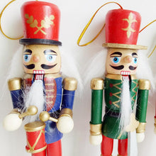 Afbeelding in Gallery-weergave laden, 6-piece Decorative Pendant Props Christmas Tree Hanging Decorations Nutcracker Shape Wooden Soldier Puppet 9CM Tin Toy Supplies
